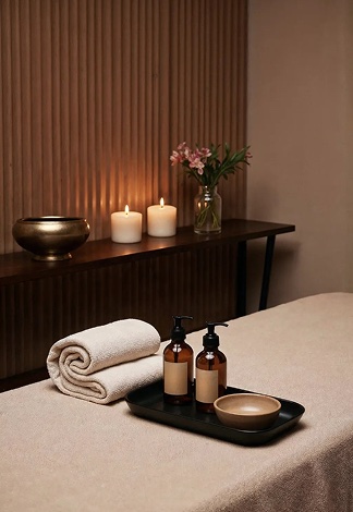 Spa essentials still life at Veloura Luxury Spa