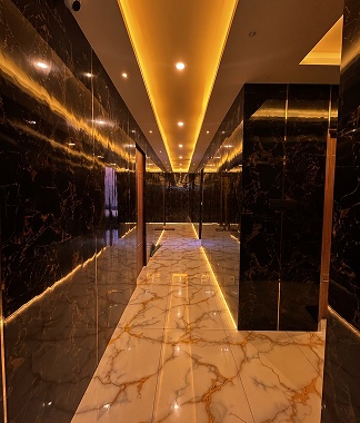 Treatment room corridor at Veloura Luxury Spa
